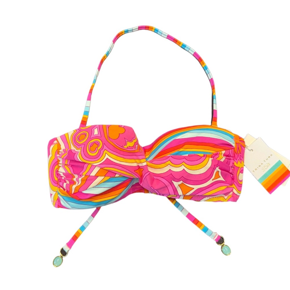 TRINA TURK *NWT/NOWT Morning Sunrise Bikini Set - Twist Bandeau Top, Bottom Sz 0 - Picture 2 of 14